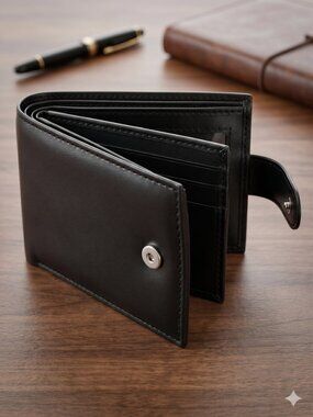 Leather Mens Wallet with Snap Closure